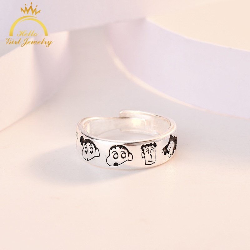 Nhẫn họa tiết hoạt hình đơn giản thời trang có thể điều chỉnh kích thước dành cho nam và nữ