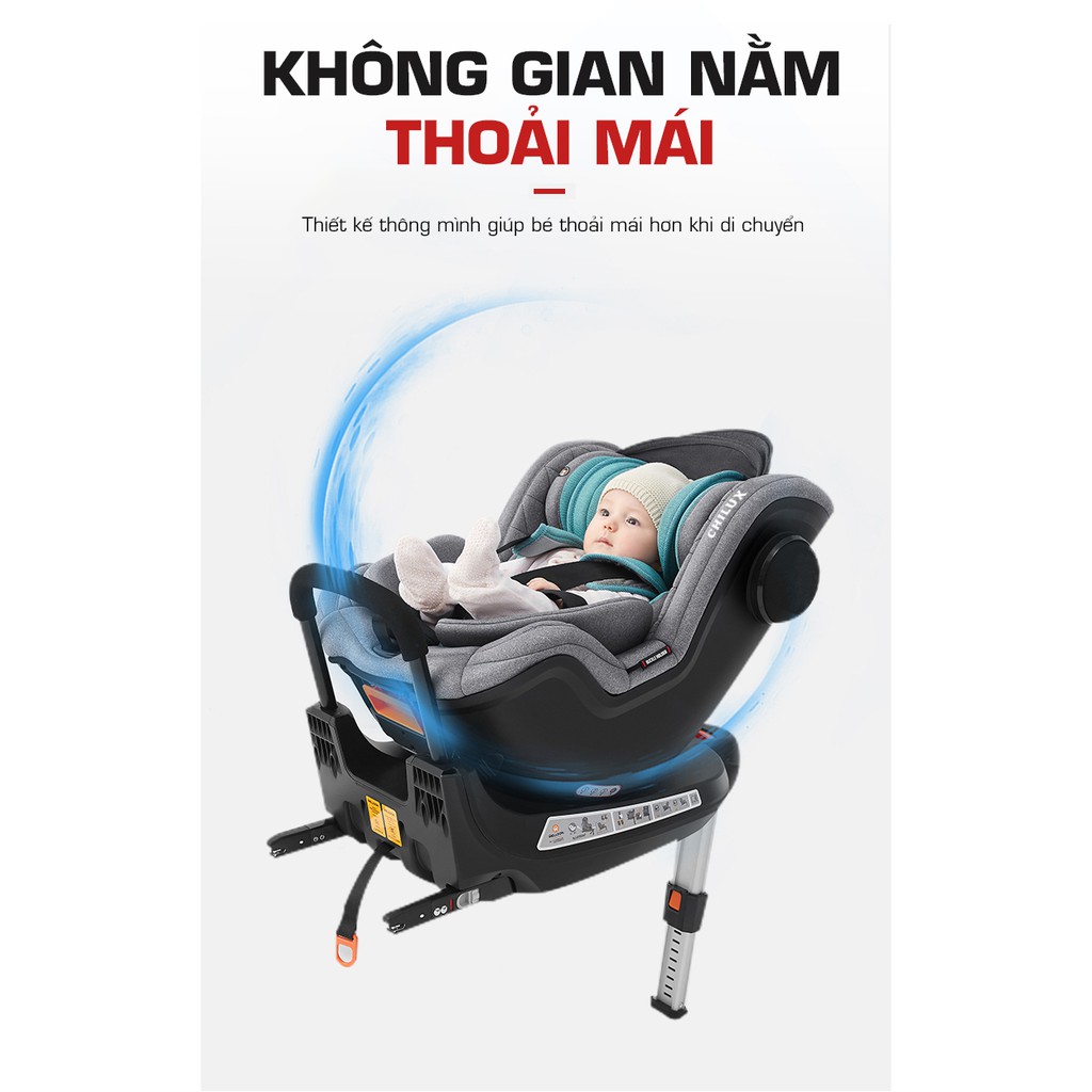 GHẾ NGỒI Ô TÔ CHO TRẺ EM CHILUX SAFE XOAY 360 ĐỘ MÀU XANH LAM (DÙNG 0 - 12 TUỔI)