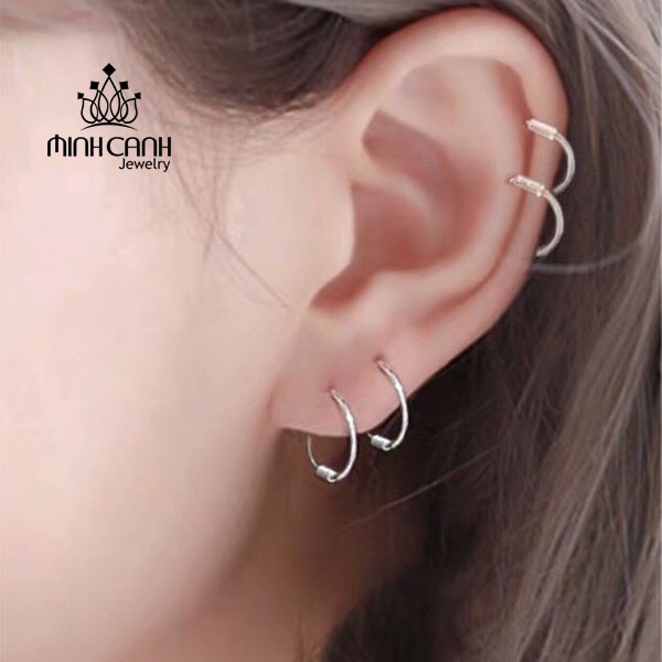 Khoen Tai Bạc Nữ Tròn Xoắn Trơn - Minh Canh Jewelry