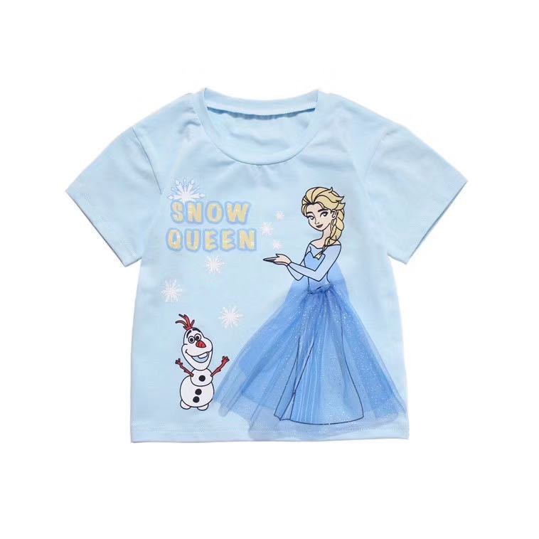Áo Thun Vải Cotton Mỏng Mềm In Hoạt Hình Công Chúa 3d Thời Trang Dành Cho Bé Gái 2022