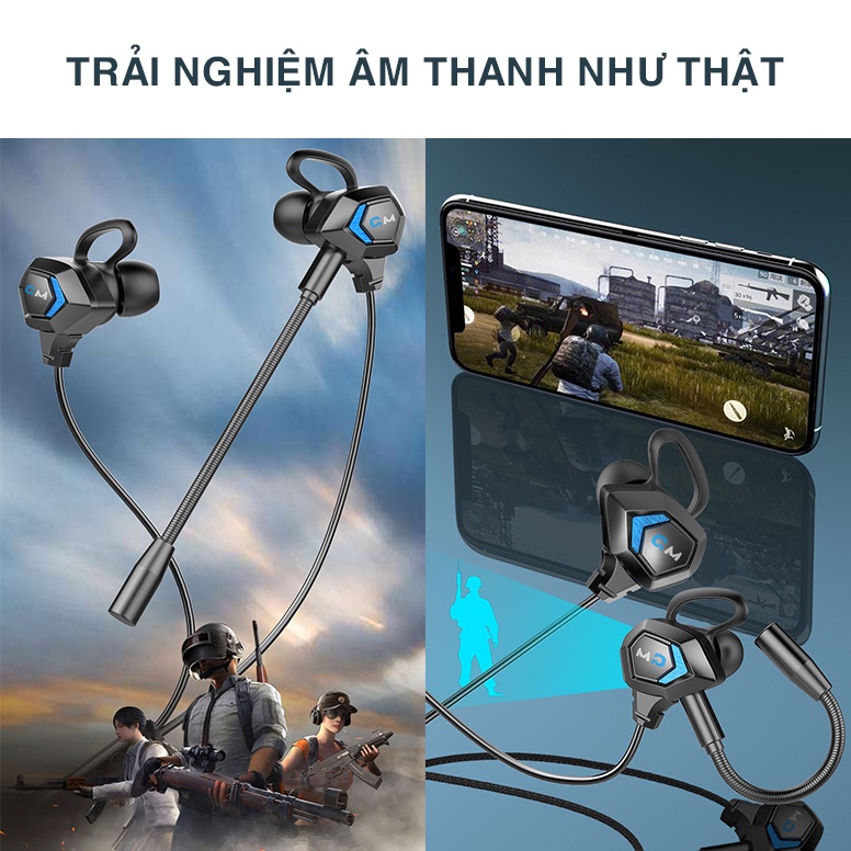 Tai nghe gaming G28 tai nghe dây loại nhét tai âm thanh giả lập tặng kèm mic rời chống ồn mút tai đệm tai