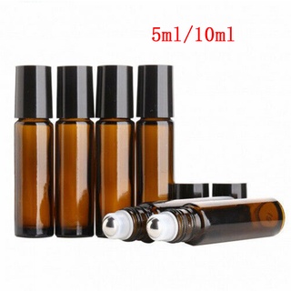 Chai thủy tinh rỗng đựng nước hoa màu hổ phách 5/10ml có đầu lăn tiện dụng