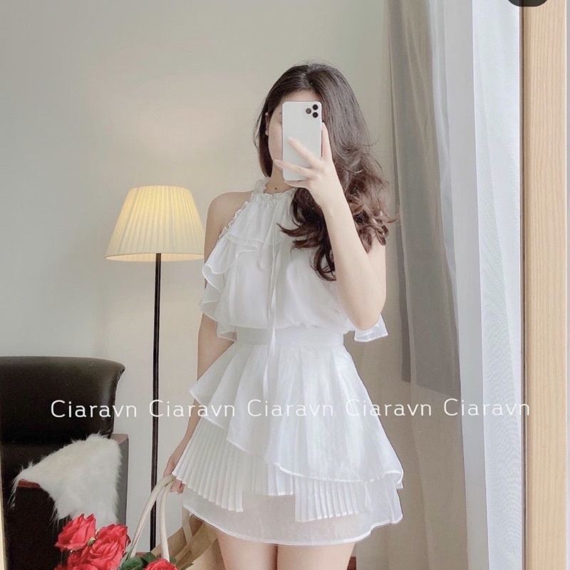 🦋Sét Áo Trắng Cổ Yến Bèo Kèm Chân Váy🦋