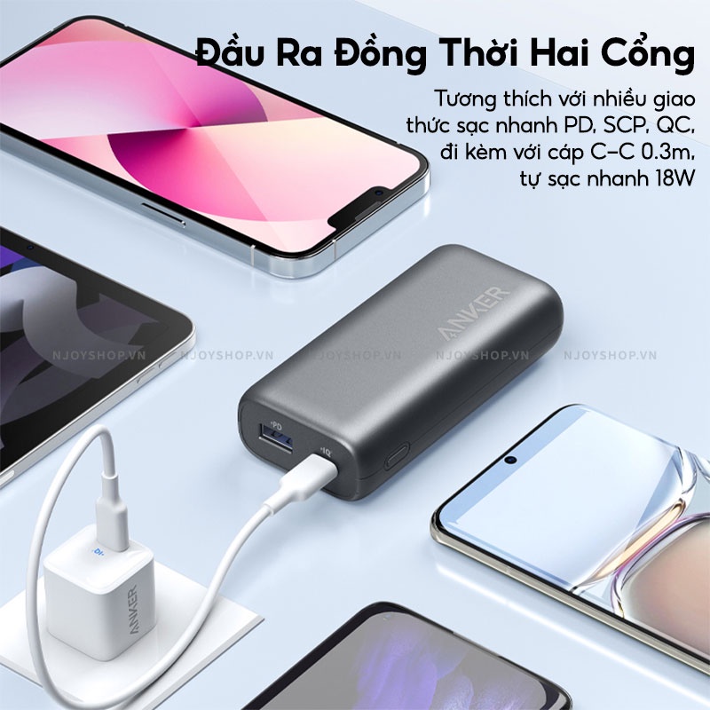 Pin Dự Phòng Mini 10000mAh Siêu Nhỏ Gọn Tiện Lợi ANKER Powercore PD Redux A-9514 Sạc Nhanh 22.5W + IQ 3.0 Njoyshop