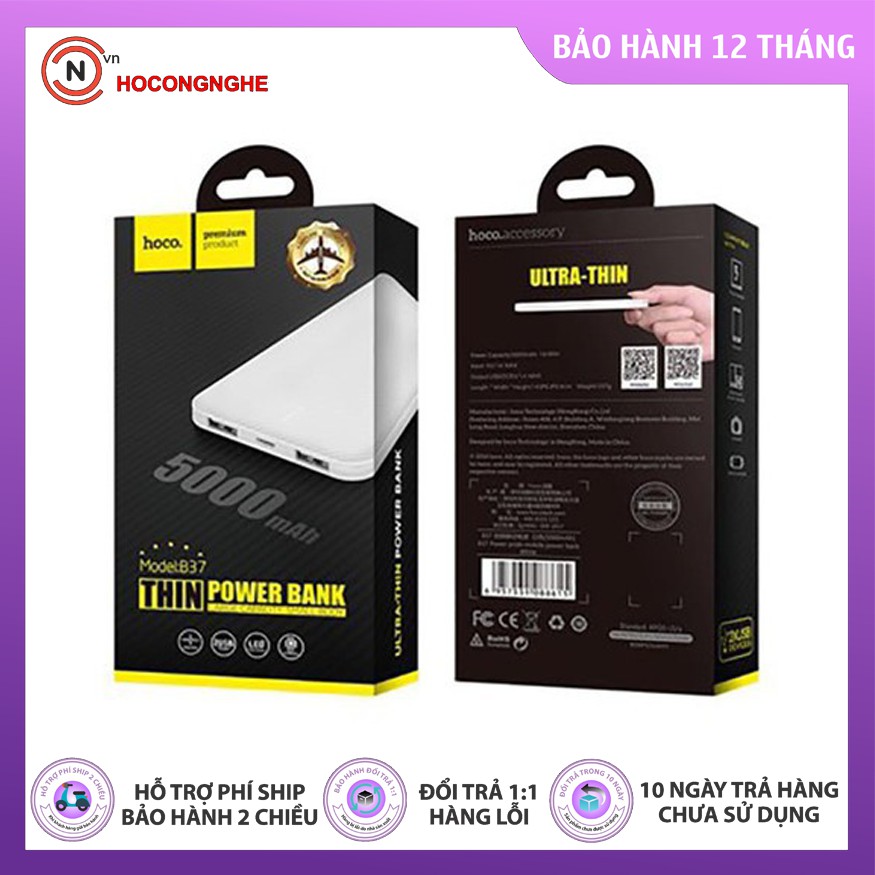 Sạc Dự Phòng Hoco B37 - Dung lượng 5.000 mAh - CHOCONGNGHEvn