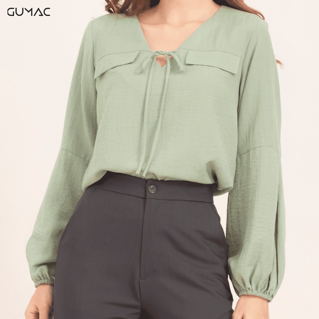 Áo cổ V tay phồng AA562 GUMAC