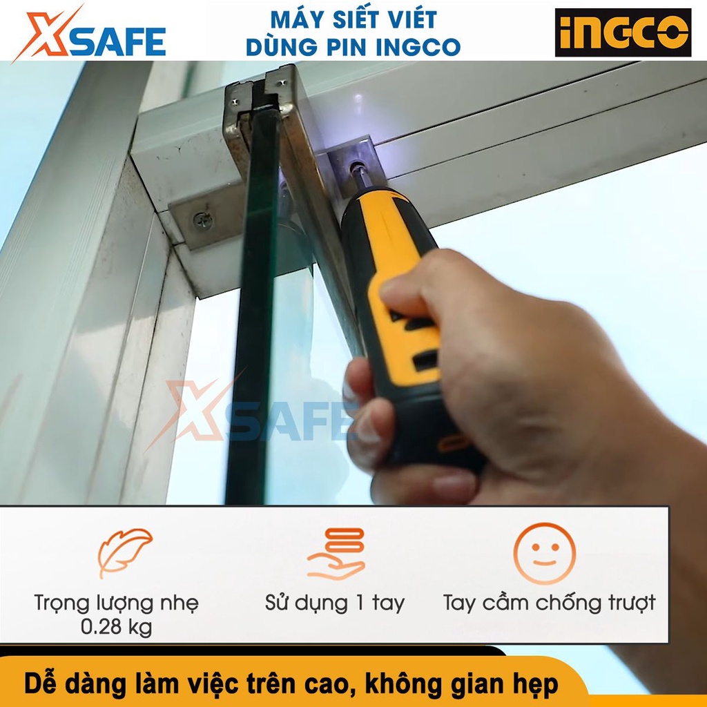 Máy bắn vít dùng pin Ingco CSDLI0403 4V, lực siết 5Nm, có đèn led, cảm ứng lực, kèm 43 phụ kiện