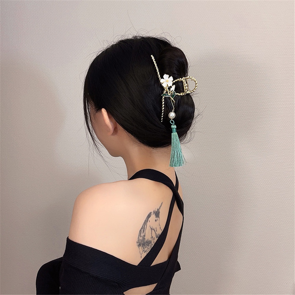 Kẹp Tóc Hình Cá Mập Phối Tua Rua Phong Cách Trung Hoa Cổ Điển Thời Trang Cho Nữ