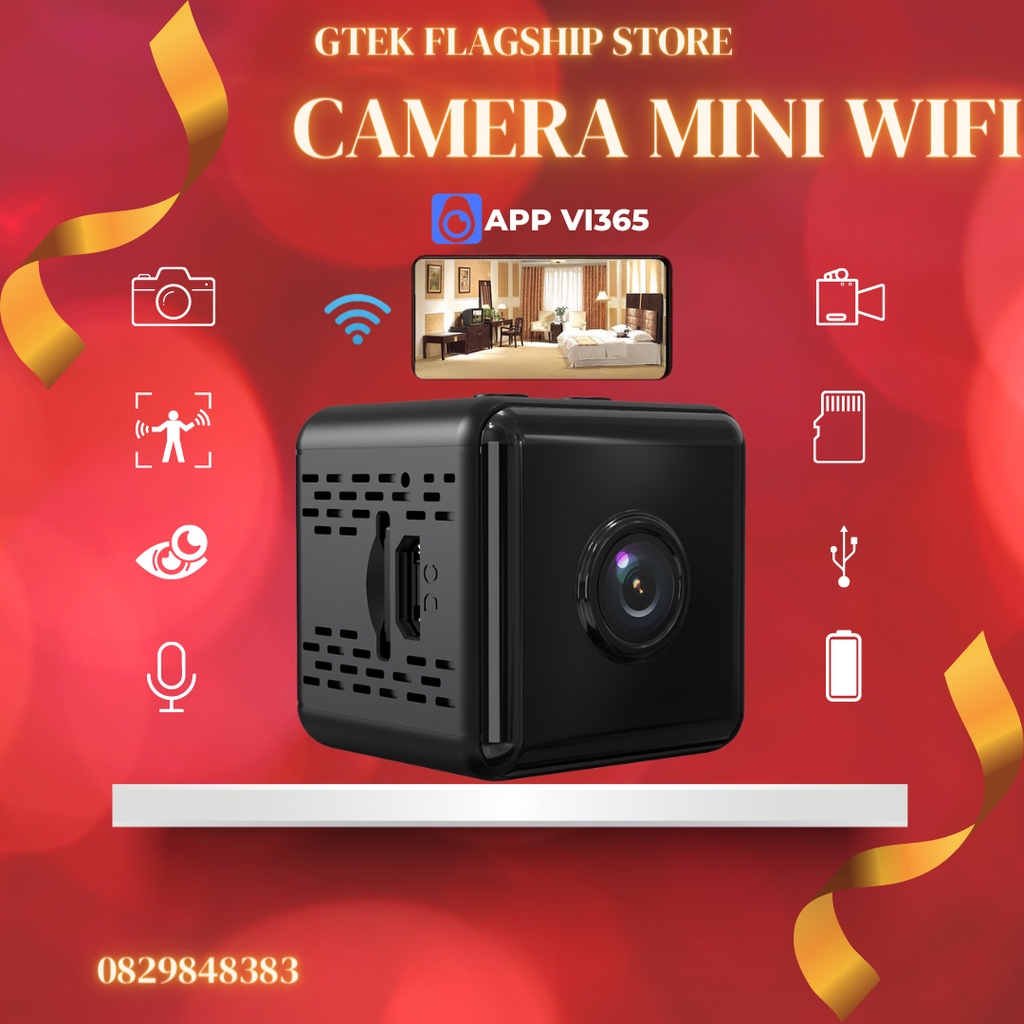 Camera Mini Wifi Độ Nét Cao 1080P Giám Sát Qua Điện Thoại Hồng Ngoại Quay Ban Đêm Siêu Nhỏ Không Dây - App Vi365