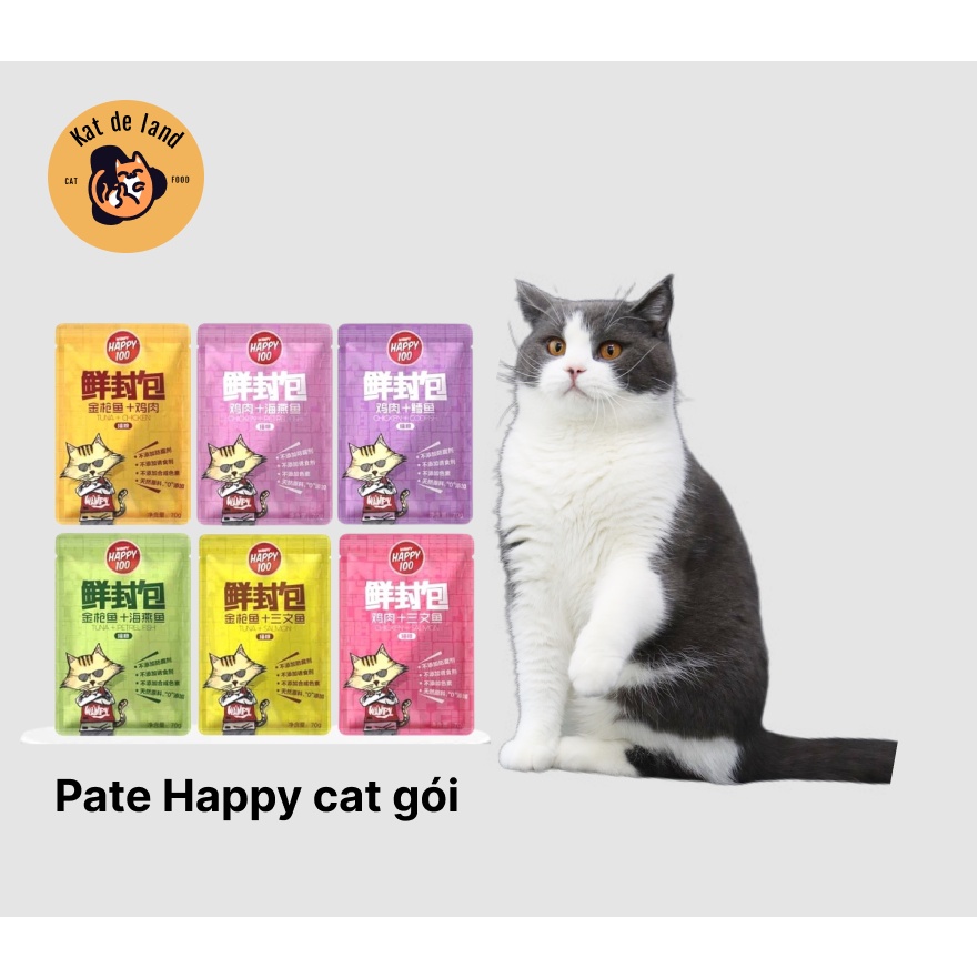 Pate Wanpy Happy 100 Cho Mèo Gói 70g - Pate Cho Mèo 6 Vị Hấp Dẫn , Bổ Dưỡng