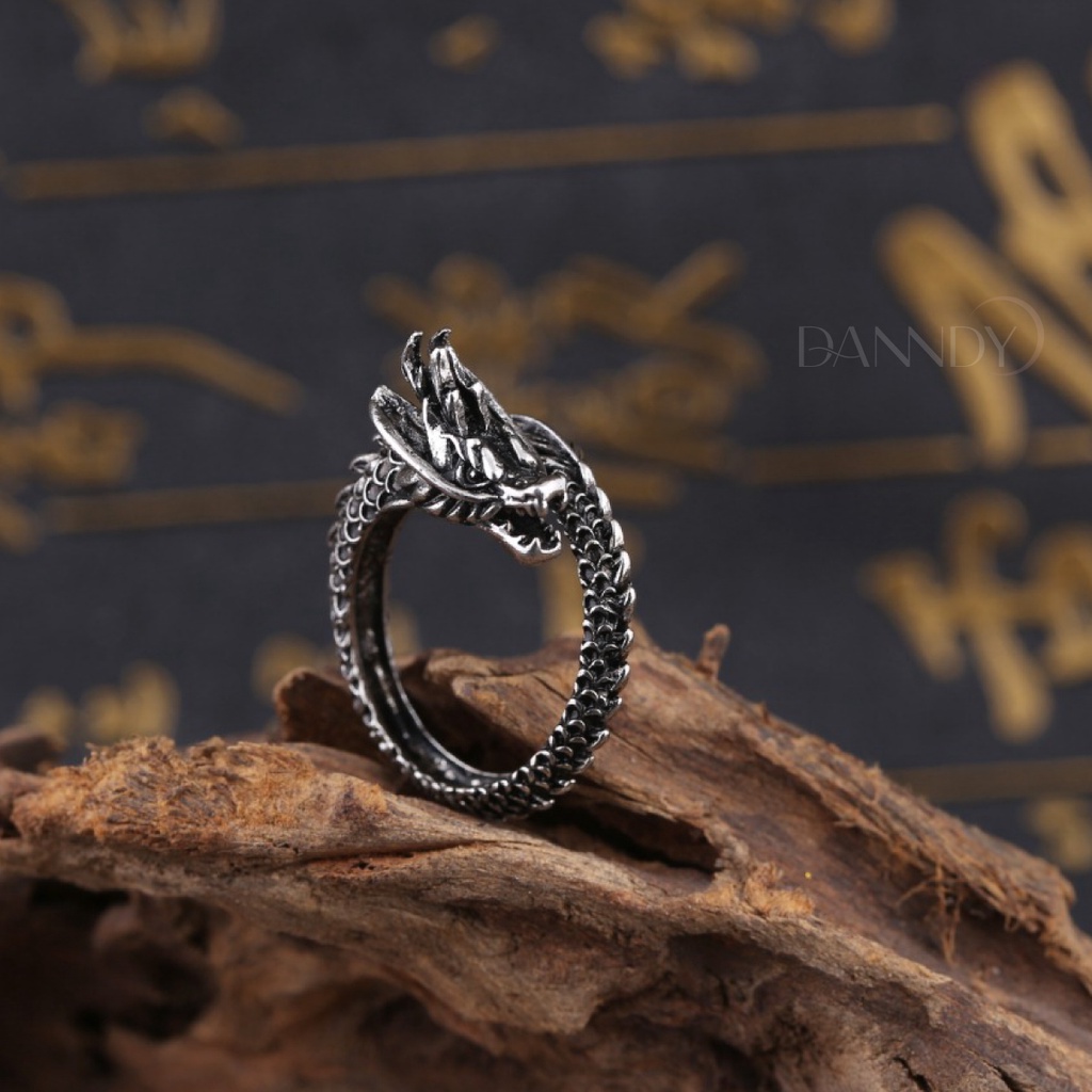 Nhẫn Nam Rô̂̀ng. Nhẫn Nam Đẹp Đầu Rồng. Nhẫn Nam Hình Rồng Thép TiTan Không Gỉ