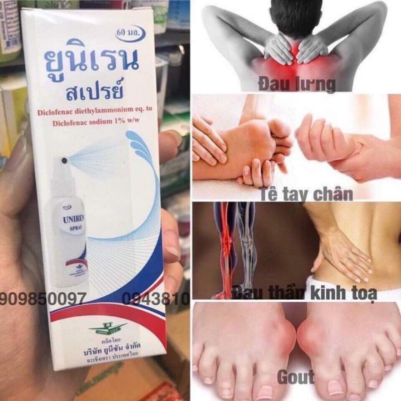 Xịt giảm đau UNIREN SPRAY Thái Lan 60ml