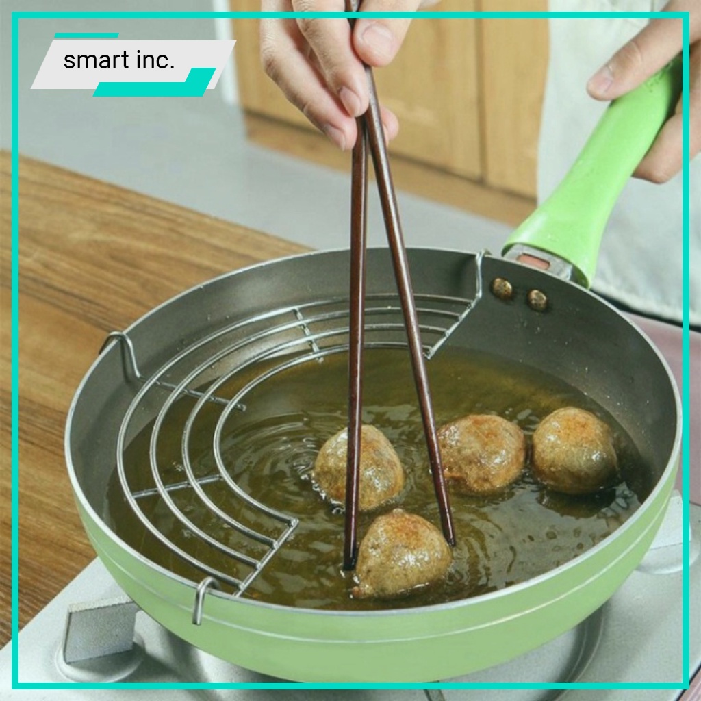 Vỉ Chiên Ráo Dầu Vỉ Gác Chảo Chiên Rán Dầu Khay Inox Tiện Dụng
