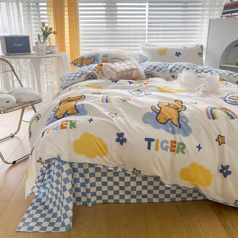 Bộ chăn ga gối cotton living nhập khẩu lonaabedding họa tiết hổ cute ( fullsize)