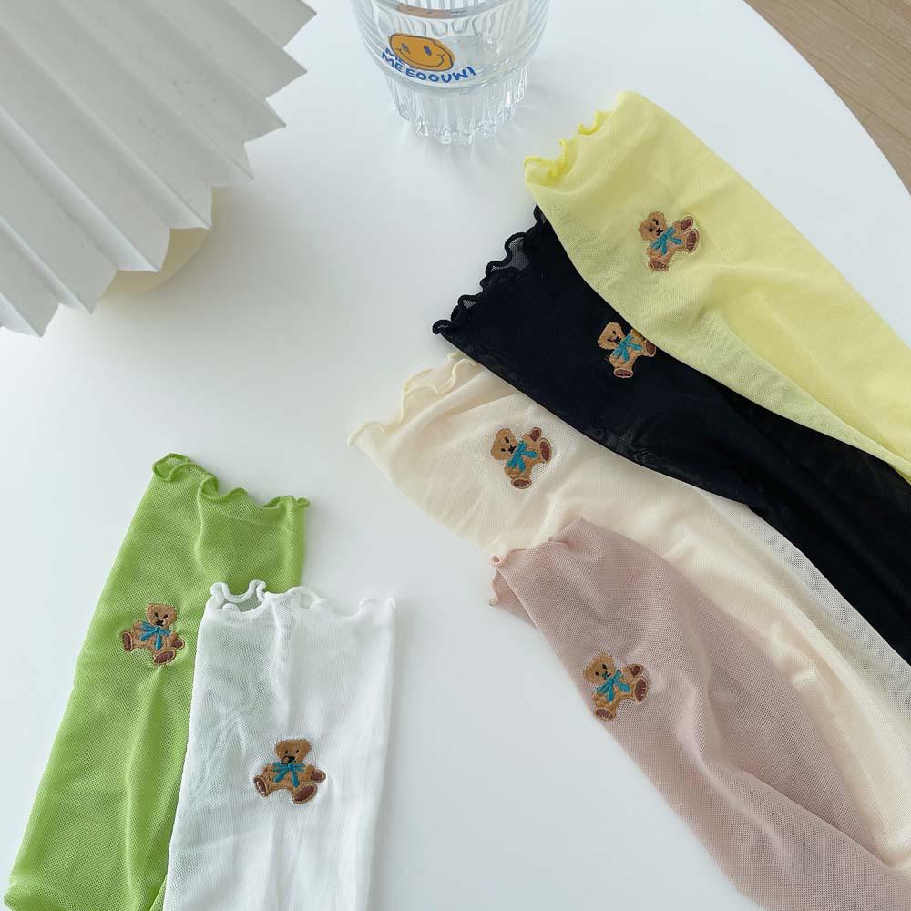 NICKOLAS Vớ Harajuku Màu Trơn Thoáng Khí Có Diềm Xếp Nếp Hình Gấu Dễ Thương Cho Nữ