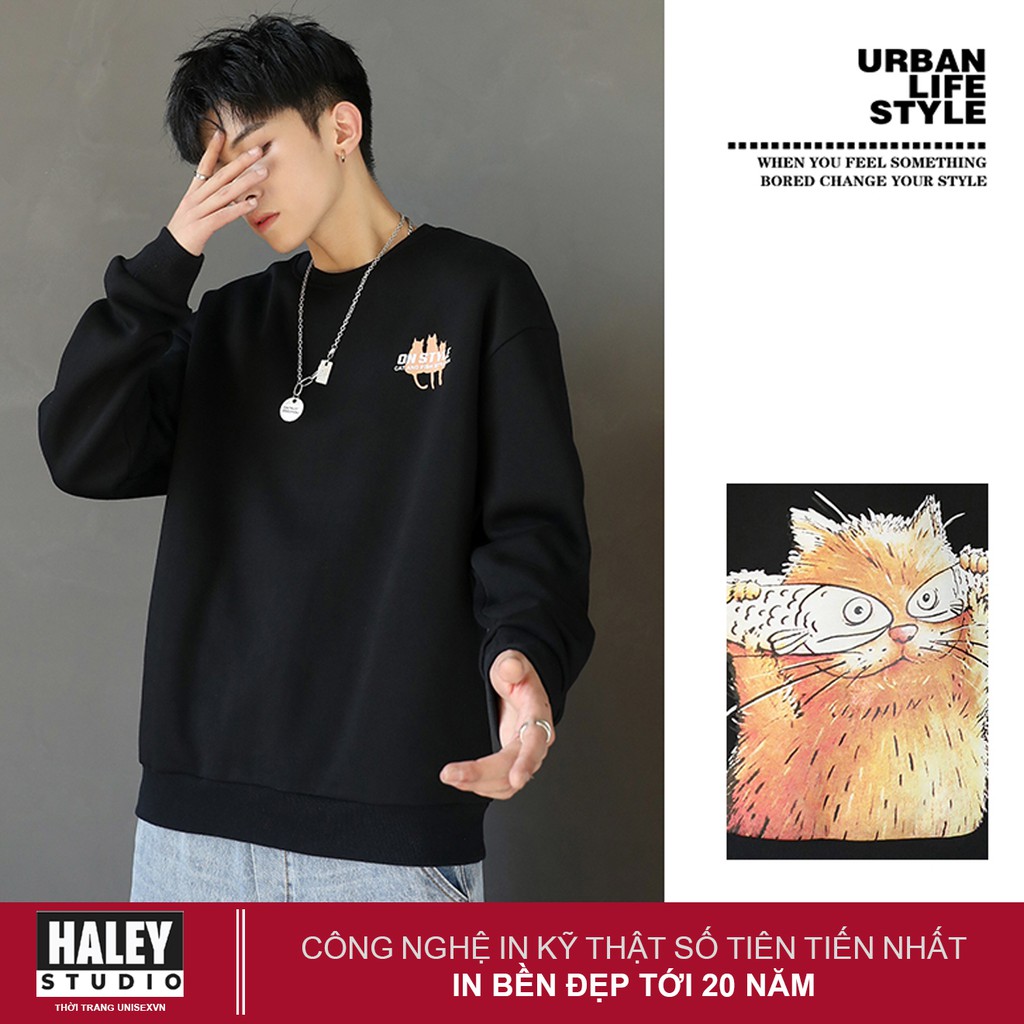 Áo Sweater Cat and Fish OnStyle Unisex phong cách Hàn Quốc cá tính, Chất Nỉ Dày Dặn Ấm Áp mã HD102 - Tặng vòng xinh | BigBuy360 - bigbuy360.vn