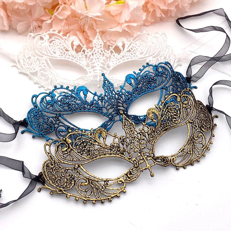 Mặt Nạ Hóa Trang Halloween Màu Đen Phối Ren Đẹp Mắt