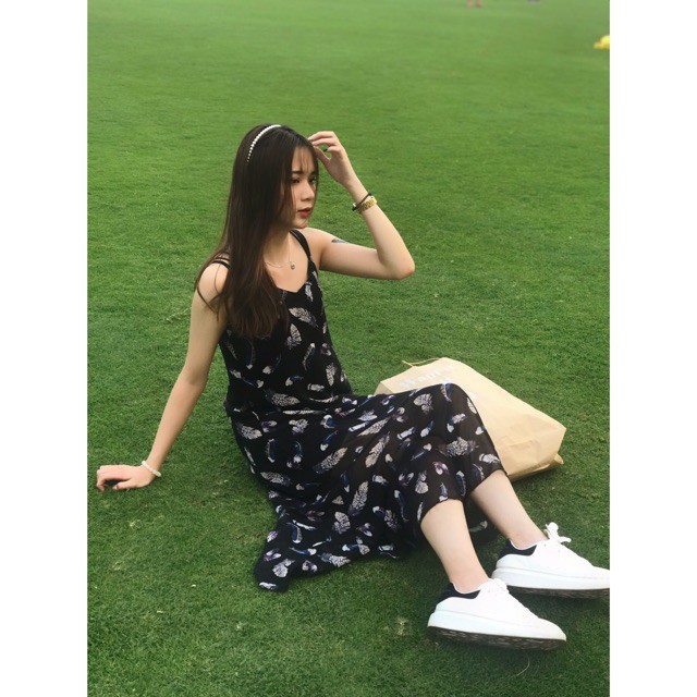 Đầm maxi voan 2 dây chéo lưng cực xinh chỉ 285k | BigBuy360 - bigbuy360.vn