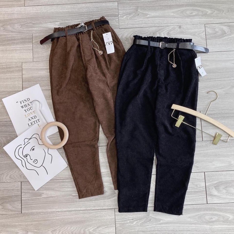 BÁN SỈ QUẦN BAGGY TĂM NHUNG KÈM ĐAI + XÍCH 2 MÀU NỮ | BigBuy360 - bigbuy360.vn