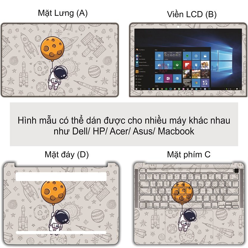 Miếng Dán Decal Laptop - Dán cho Dell, Hp, Asus, Lenovo, Acer, MSI, Surface,Vaio, Macbook 12 15 16 14inch MD 45 LUXSKEEN