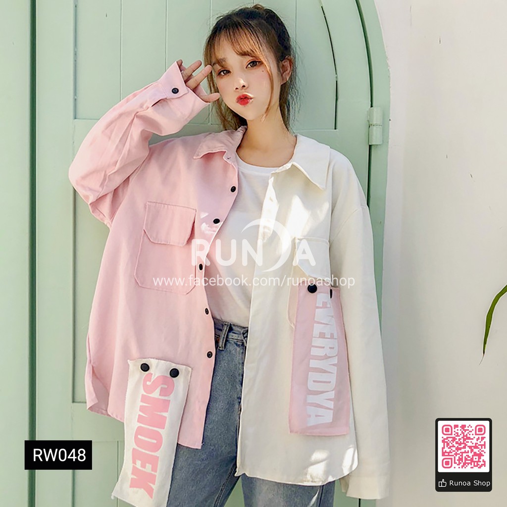 Mùa thu Hàn Quốc áo khoác oversize dài tay denim ulzzang