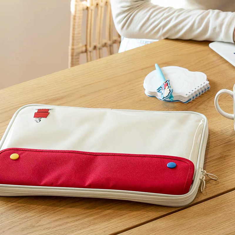 Túi Đựng Laptop Màu Trơn In Hình Snoopy Dễ Thương Kích Thước 33.02 / 40.64 27.94 cm