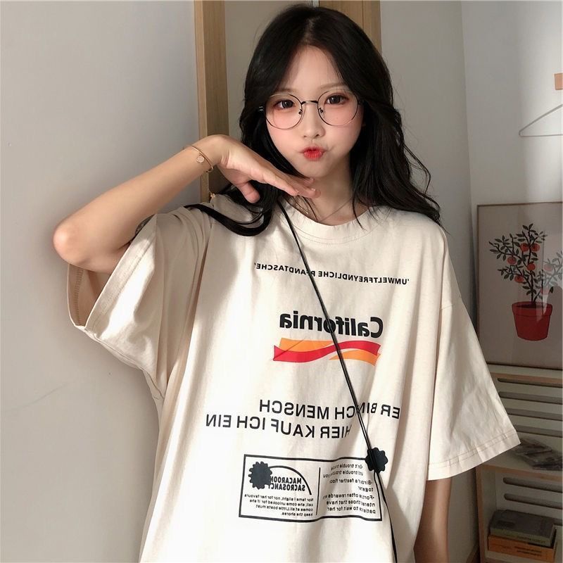 Áo Thun Ngắn Tay Dáng Rộng Phong Cách Harajuku Thời Trang Mùa Hè Mới Cho Nữ