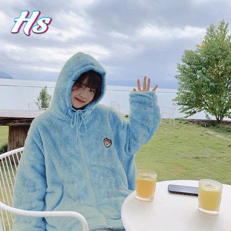 Áo lông thêu gấu nơ đỏ