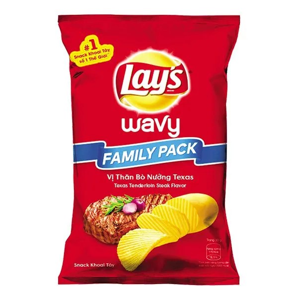 Combo 5 Snack Khoai Tây Lay's vị Thăn Bò Nướng Texas gói 150g