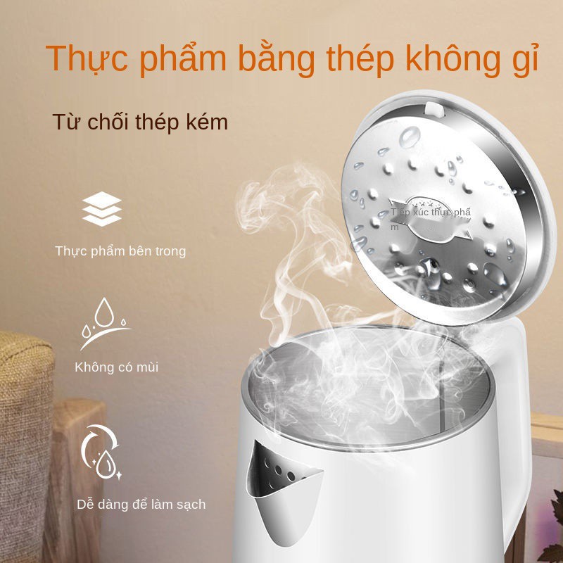 Ấm điện bán cầu giữ nhiệt đun nước gia đình Double - chống bỏng lớp để nấu ký túc xá