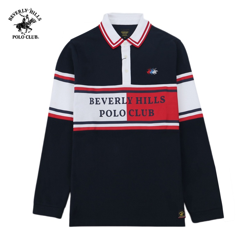 Beverly Hills Polo Club - Áo polo Áo polo dài tay Nam Regular Fit Navy đậm phối DNM- BHPC PMRLW21TL034