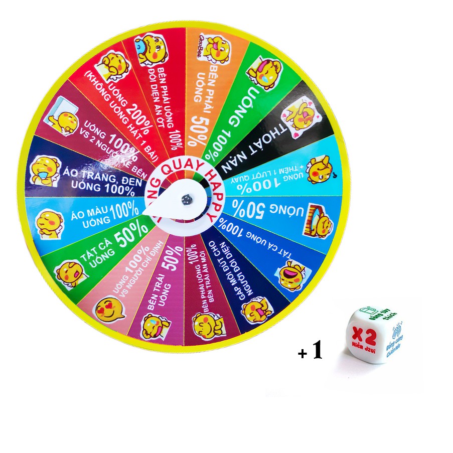 Combo Vòng quay ăn nhậu happy và Xí ngầu ăn nhậu vui nhộn vui chơi tiệc tùng ăn chơi thả ga Asam
