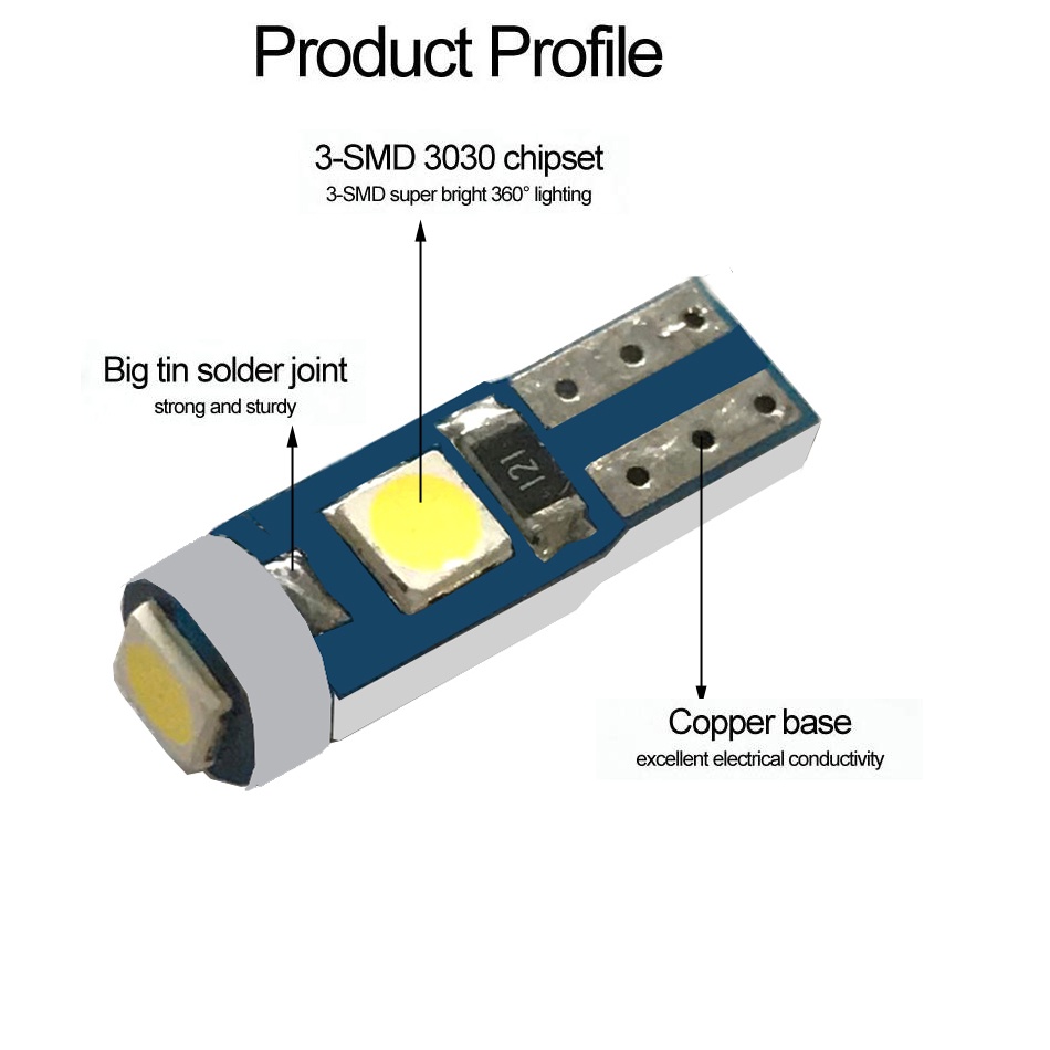 Bóng đèn LED T5 58 74 286 W1.2W 3030 3SMD siêu sáng cho bảng điều khiển xe hơi