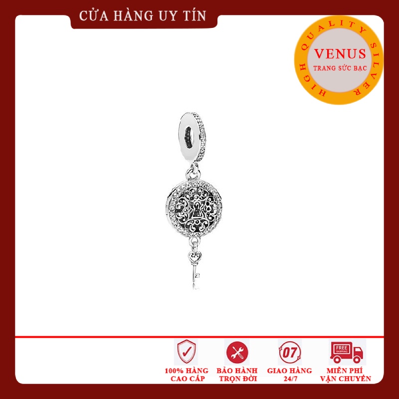 Charm ổ khóa dạng Vintage- Bạc 925 cao cấp- Trang sức bạc VENUS
