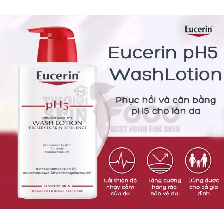 Sữa Tắm Làm Sạch, Dưỡng Ẩm Da Eucerin pH5 WashLotion