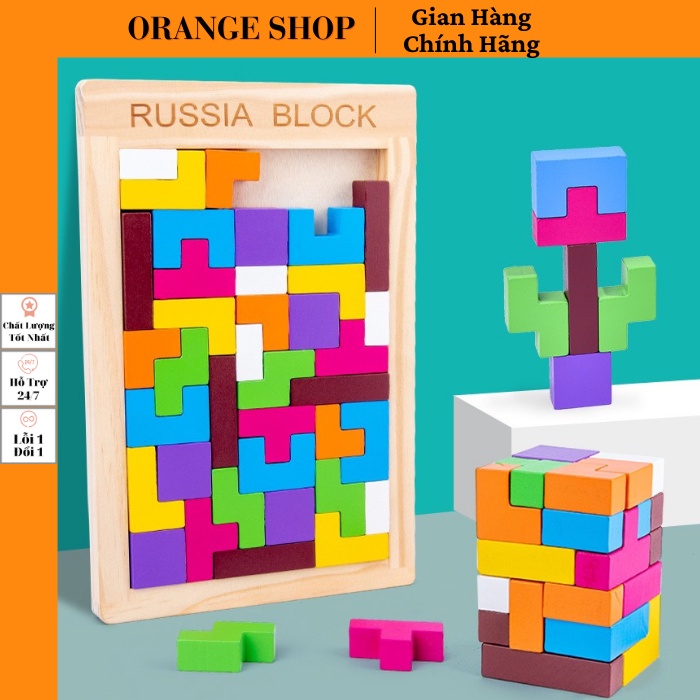 ĐỒ CHƠI XẾP HÌNH BẰNG GỖ RUSSIAN BLOCK ĐỒ CHƠI BẢNG GHÉP CHỮ SỐ HÌNH KHỐI VÀ MÀU SẮC ĐỒ CHƠI XẾP GẠCH GỖ THÔNG MINH ORAN