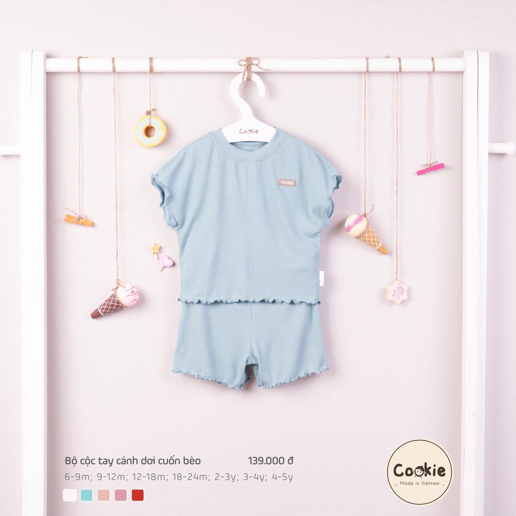 Bộ cộc tay cánh dơi cuốn bèo bé gái cookie thời trang bé gái mùa hè