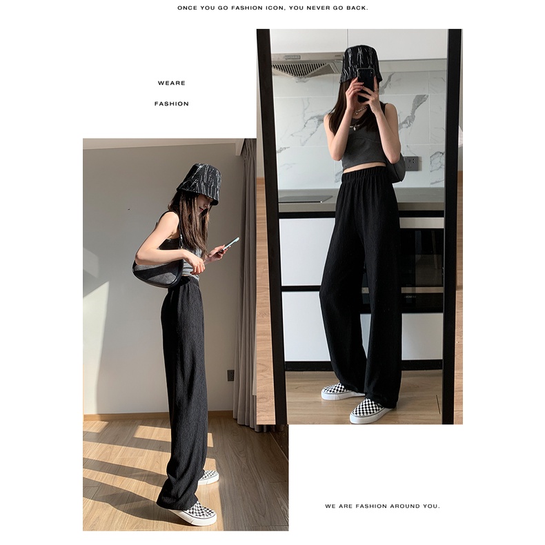 Quần ống rộng Lưng Cao Thời Trang Hàn Quốc Cho Nữ