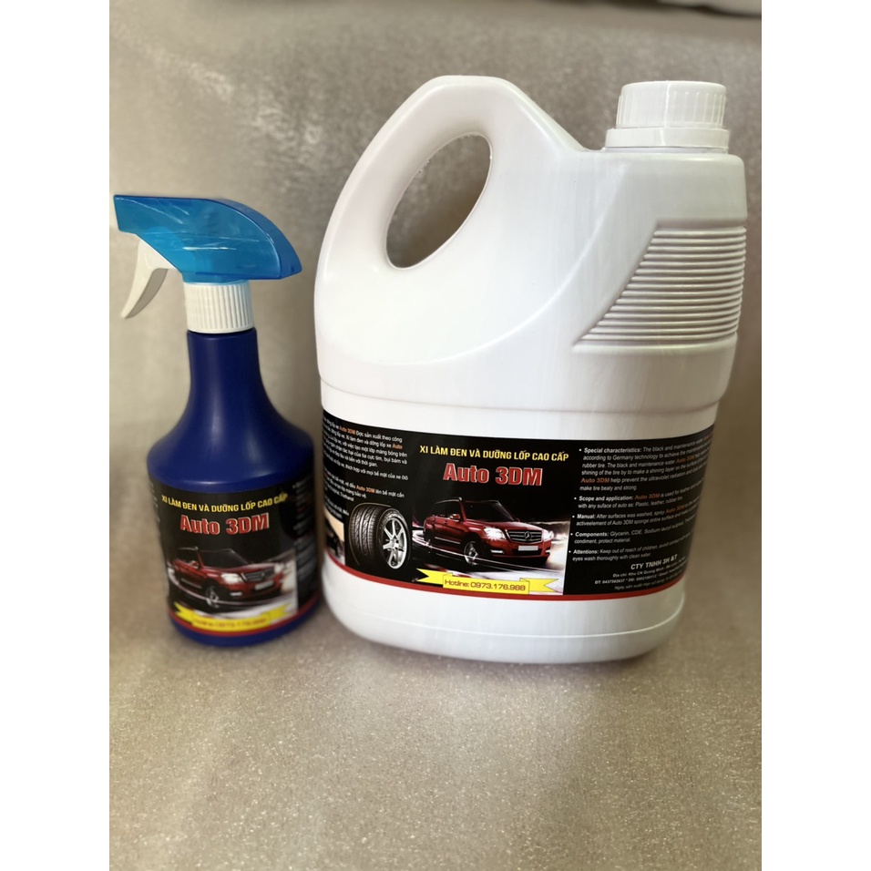 KHUYẾN MẠI Xi làm đen và dưỡng lốp ô tô AUTO3DM can 5kg tặng 1 bình xịt 500ml