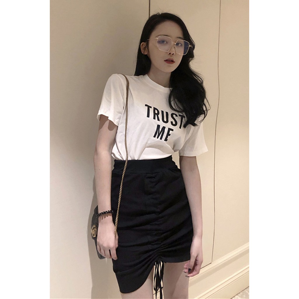 (ORDER)(SẴN ĐEN) Chân váy thun dáng ngắn ôm body cá tính retro thiết kế dây rút xếp ly năng động Hàn Quốc (HOT NEW 2020) | BigBuy360 - bigbuy360.vn