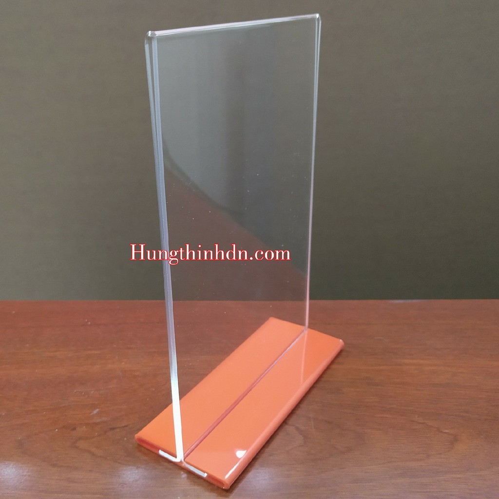 Kệ menu mica thực đơn A5 , standee A5 chân đế cam - Loại tốt