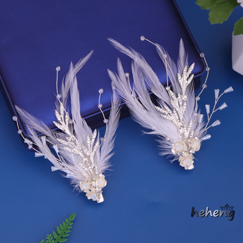 Kẹp Tóc Họa Tiết Lông Vũ Trắng Handmade Thời Trang