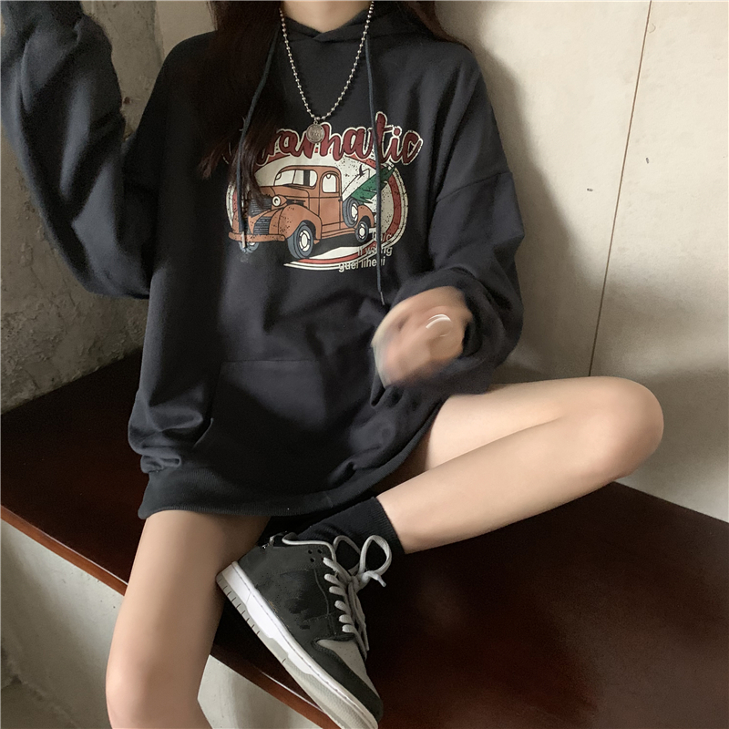 Áo hoodie nữ tay dài in hình xe hơi phong cách ulzzang Hàn Quốc