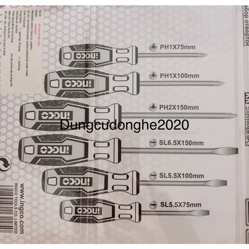 BỘ 6 CÂY TUA VÍT TOTAL THT250606 INGCO HKSD0658