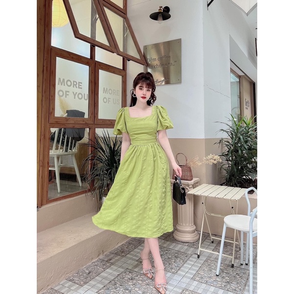 Váy xốp tầng tay bồng đẹp quá Chất xốp mát mềm xếp ly xoè dài maxi tiểu thư sang chảnh đi du lịch chụp ảnh