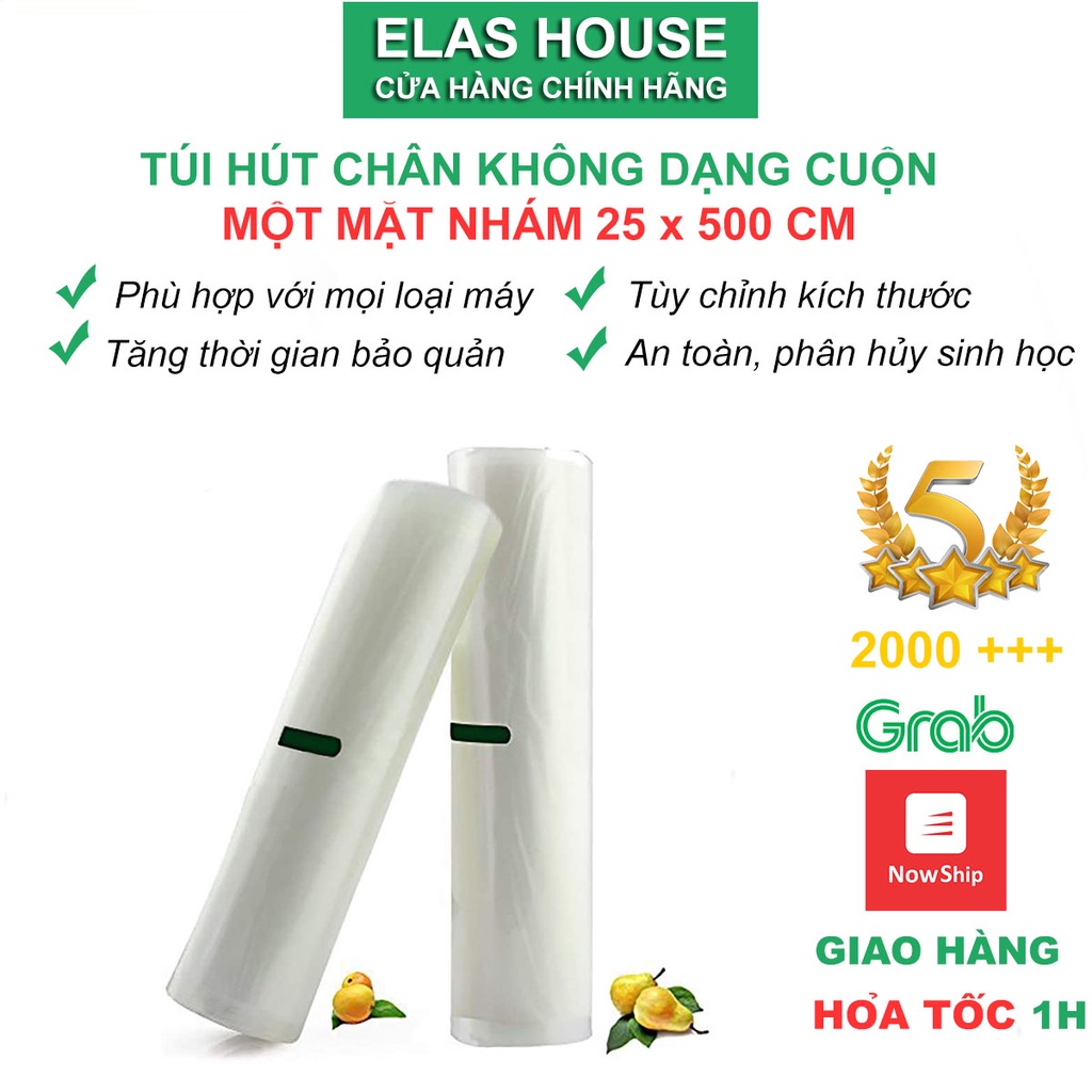 Cuộn túi hút chân không thực phẩm một mặt nhám rộng 25cm dài 500cm