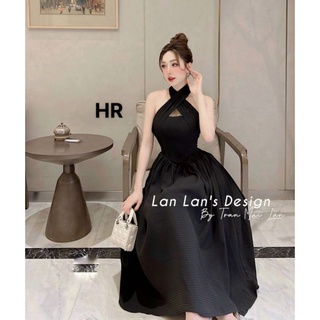 Váy cổ yếm đầm xốp thiết kế cổ yếm