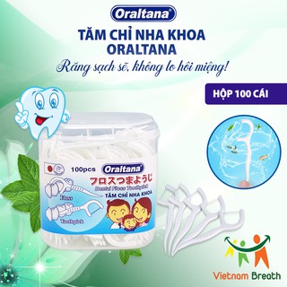 Tăm Chỉ Nha Khoa Oraltana Hộp 100 Cái - Vệ Sinh Răng Sạch Sẽ & Không Lo Hôi Miệng
