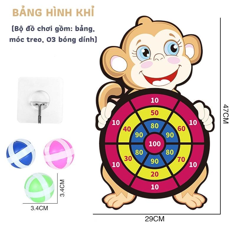 Bảng phi tiêu ném bóng dính cho bé GABY bảng ném bóng gai hình con vật tăng khả năng quan sát cho bé