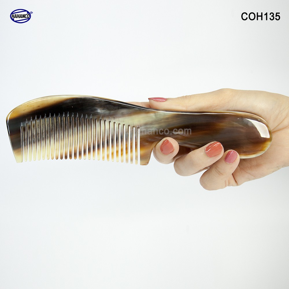 Lược sừng xuất Nhật - COH135(Size:XL- 20cm) Mẫu cao cấp chuôi dày cực đẹp - Horn Comb of HAHANCO - Có lợi cho sức khỏe